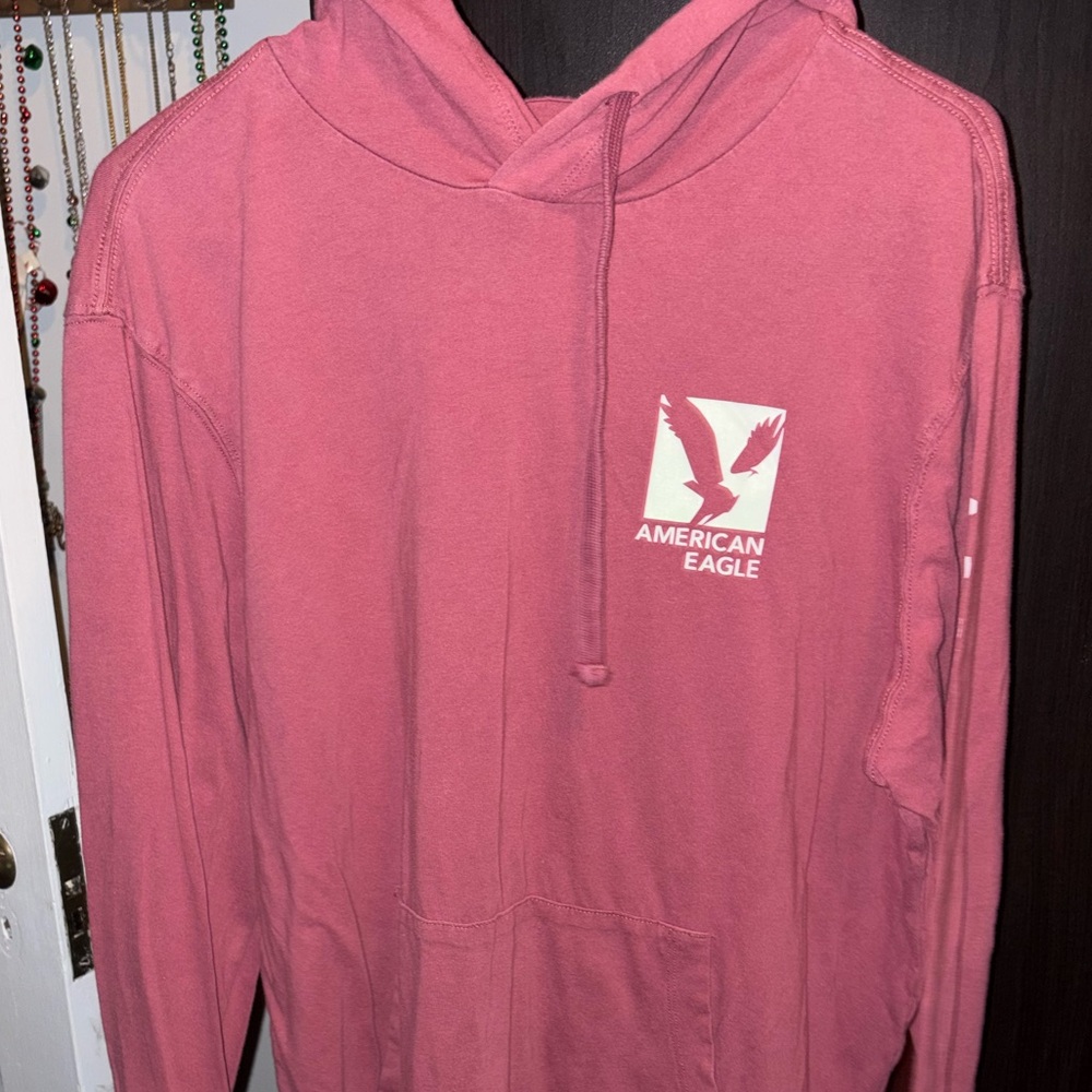 American Eagle Outfitters Pink Hoodie Shirt Jacket